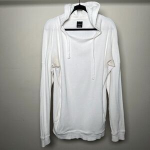 Zara Collection White Wide Neck Ribbed Hooded Sweatshirt XL (Stained Pits)